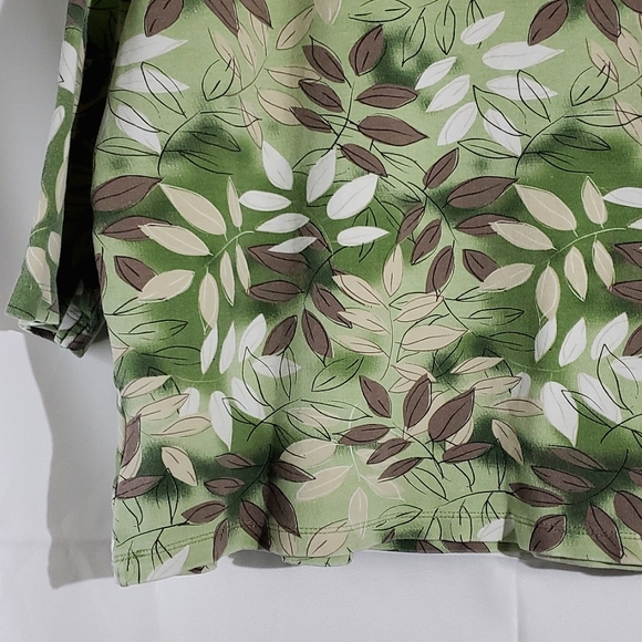 Carroll Reed Green Leaf/Fern 3/4 Sleeve Cotton Shirt - Size XLarge - Picture 10 of 13